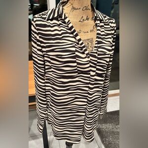 Ann Taylor Black and White Striped Blouse, small